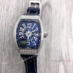 Copy Franck Muller Vanguard Lady V32 Iced Out Blue Watch Swiss Quartz